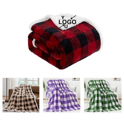 Red Plaid Sherpa Throw Blanket 50"x60"